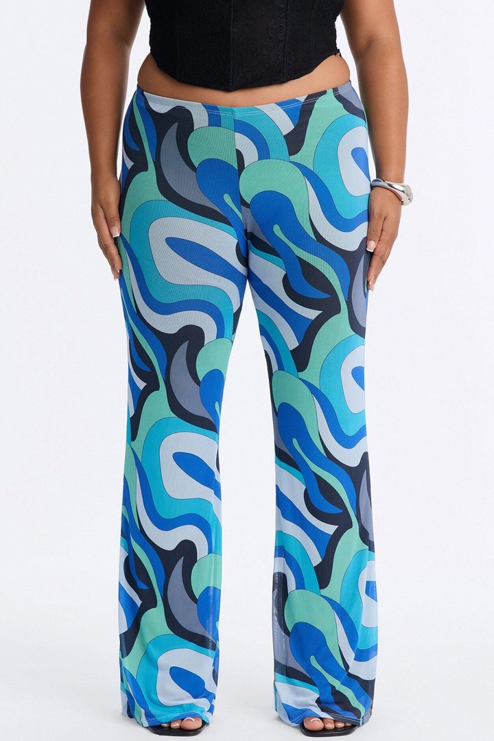 All That Low Rise Mesh Flare Pant - Blue/combo