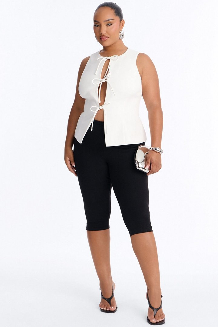 Fresh Glow Tie Front Top - Ivory