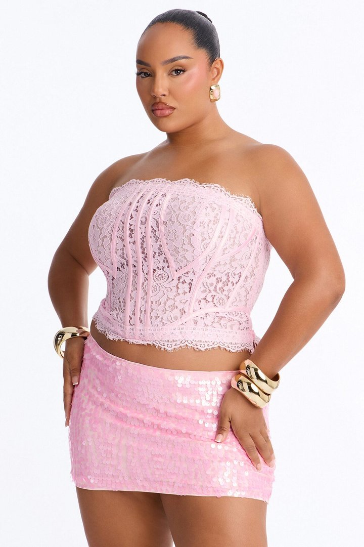 Pure Connection Lace Corset Top - Pink