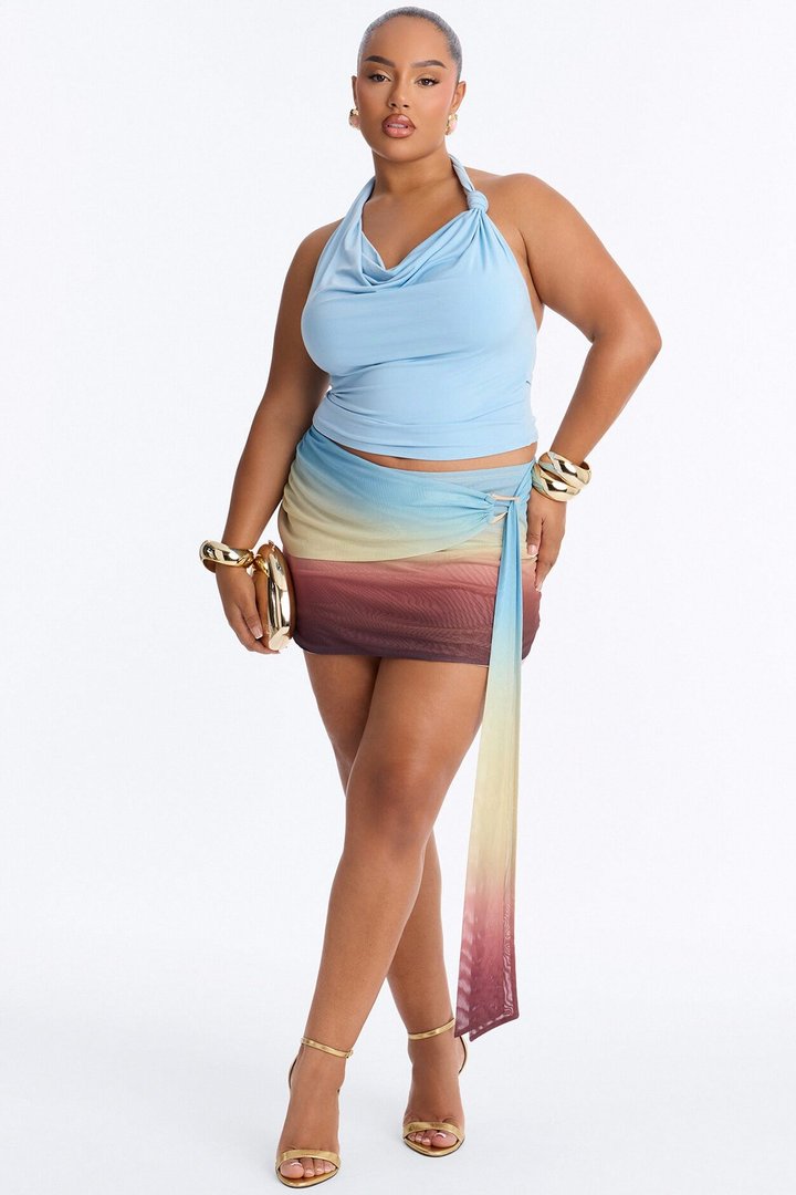 Summer Vibe Ombre Mesh Mini Skirt - Blue/combo