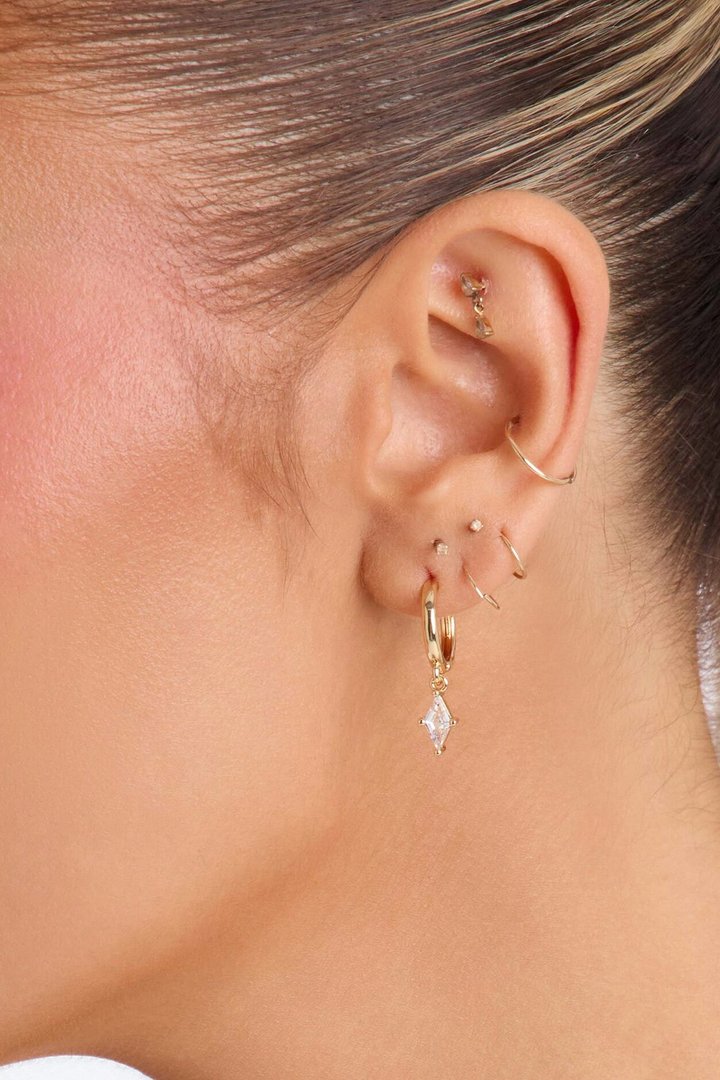 Poppy Rhinestone 3 Pair Multi Earring Set - Gold