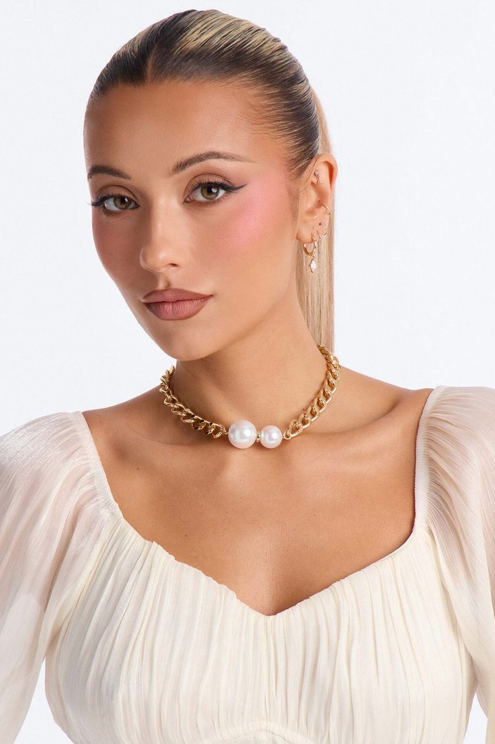 Pearl Kiss Choker - Gold