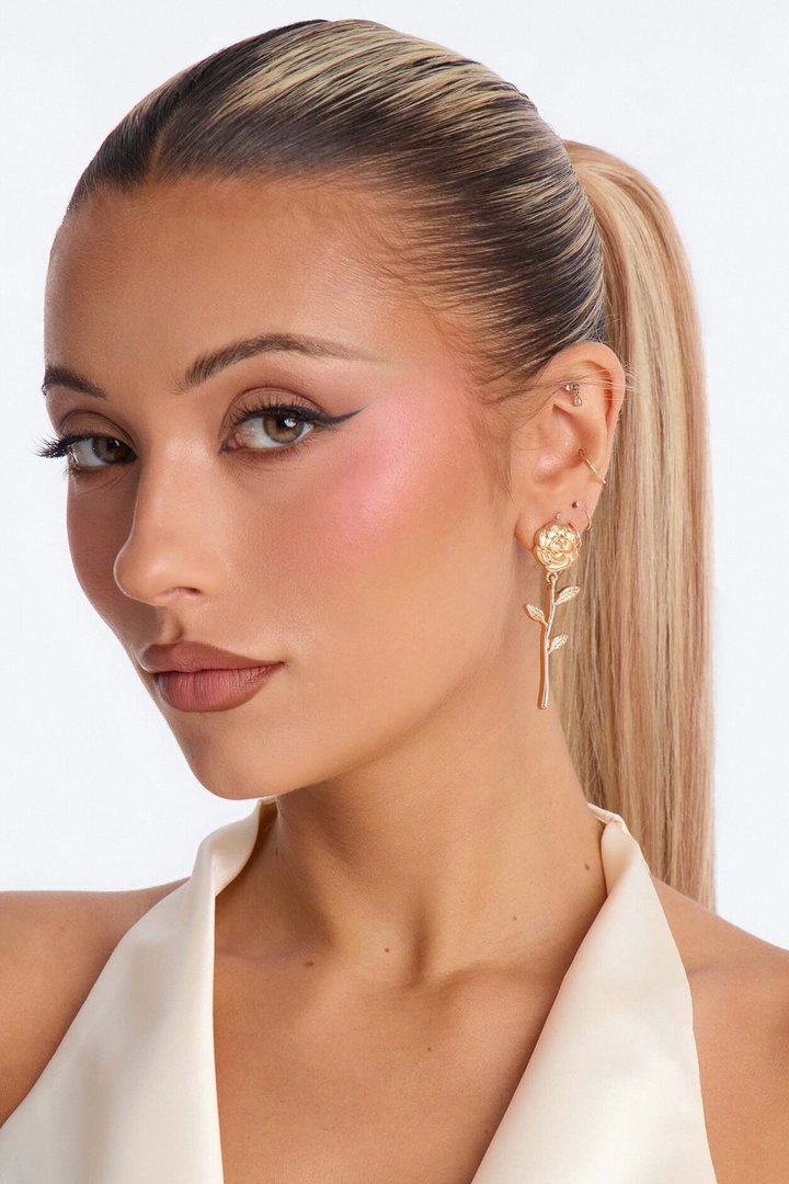 Everbloom Floral Drop Earrings - Gold