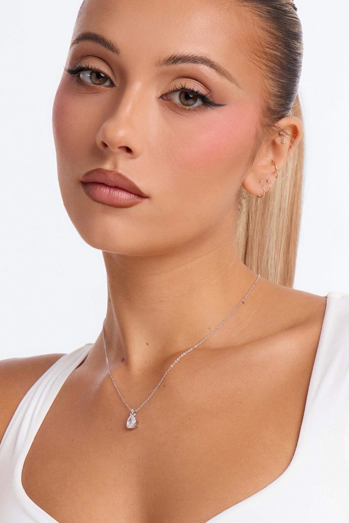 Cubic Zirconia Timeless Neckalce - Silver