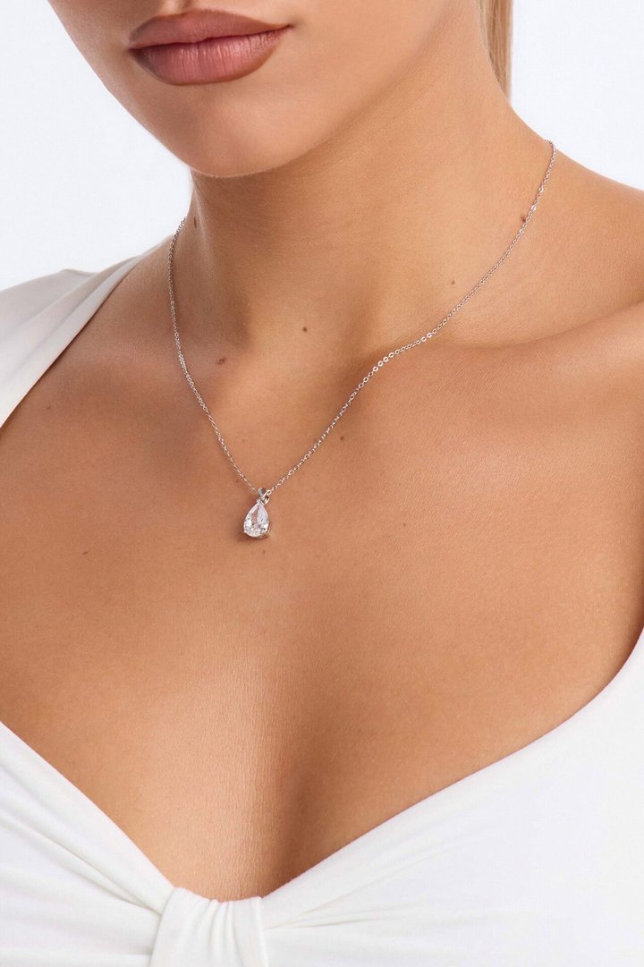 Cubic Zirconia Timeless Neckalce - Silver