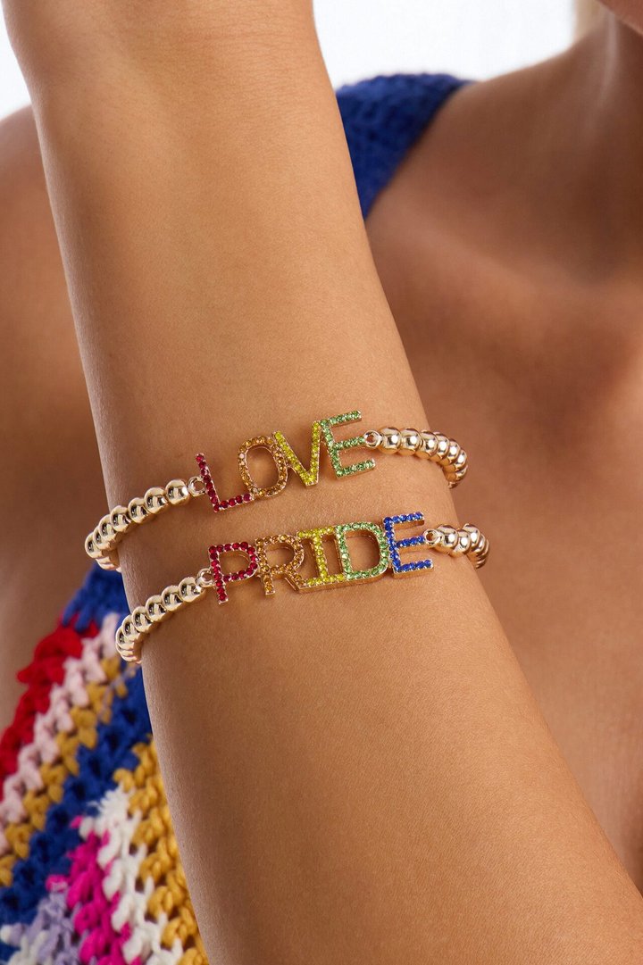 Love Wins Pride 3 Piece Bracelet Set - Gold/Multi