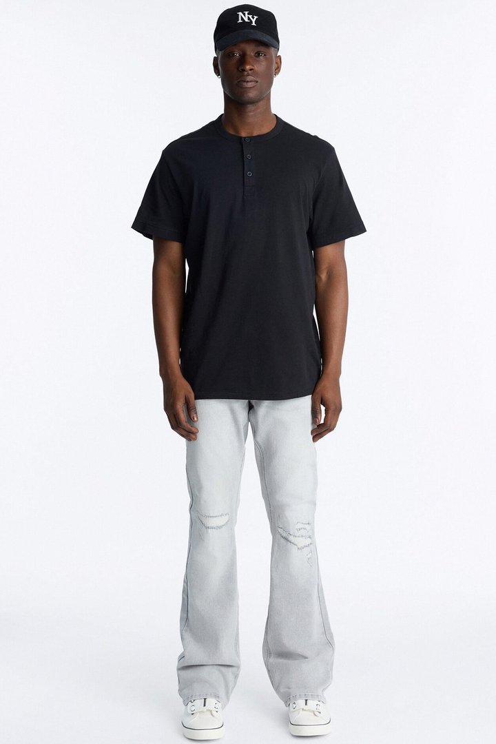 Dreamy Stacked Slim Flare Jeans - Grey