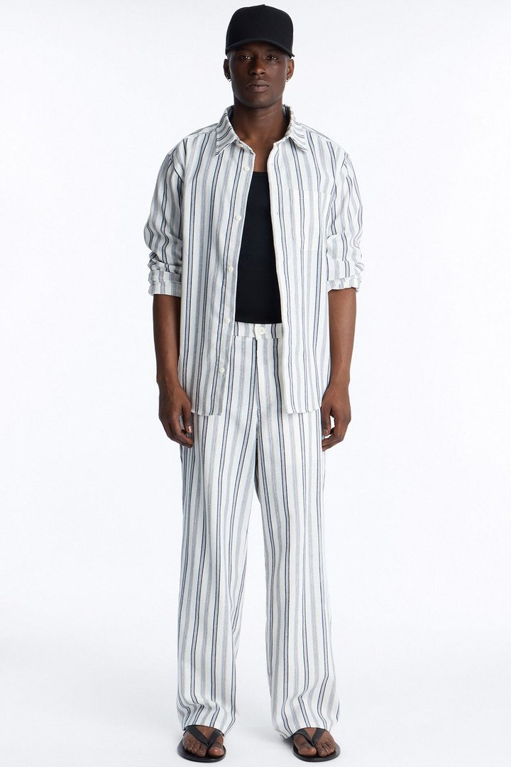 Relaxed Saltwater Stripes Button Up Shirt - White/combo