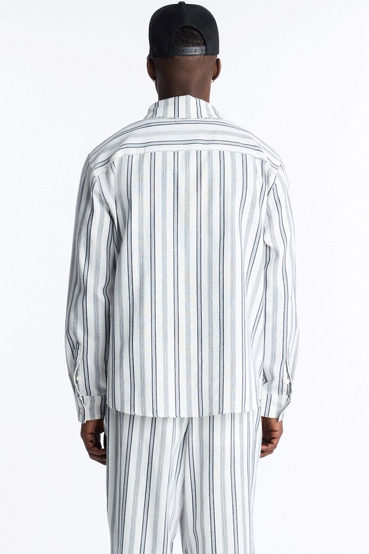 Relaxed Saltwater Stripes Button Up Shirt - White/combo
