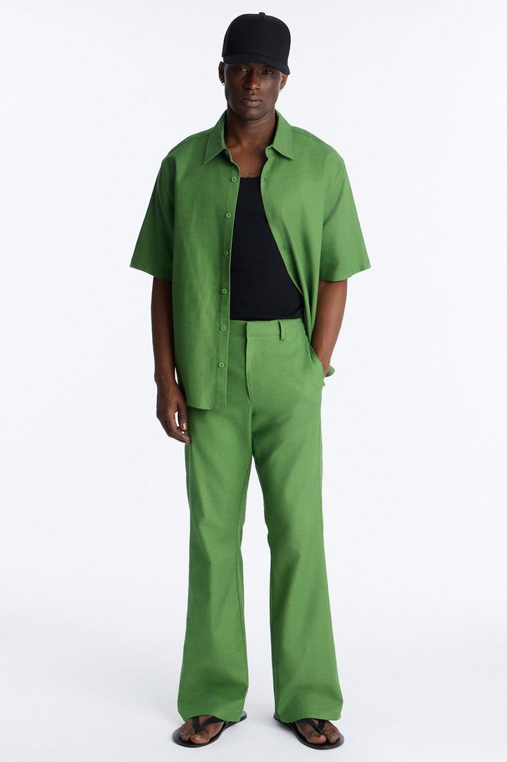 Slim Flare Sunward Coast Linen Pant - Green