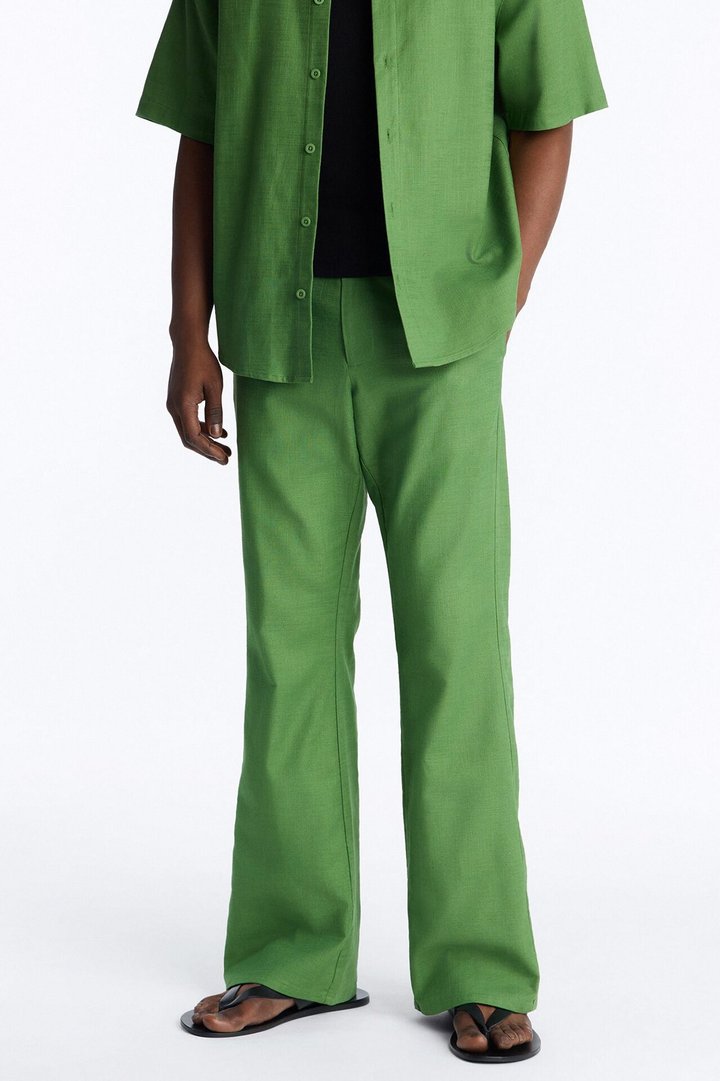 Slim Flare Sunward Coast Linen Pant - Green