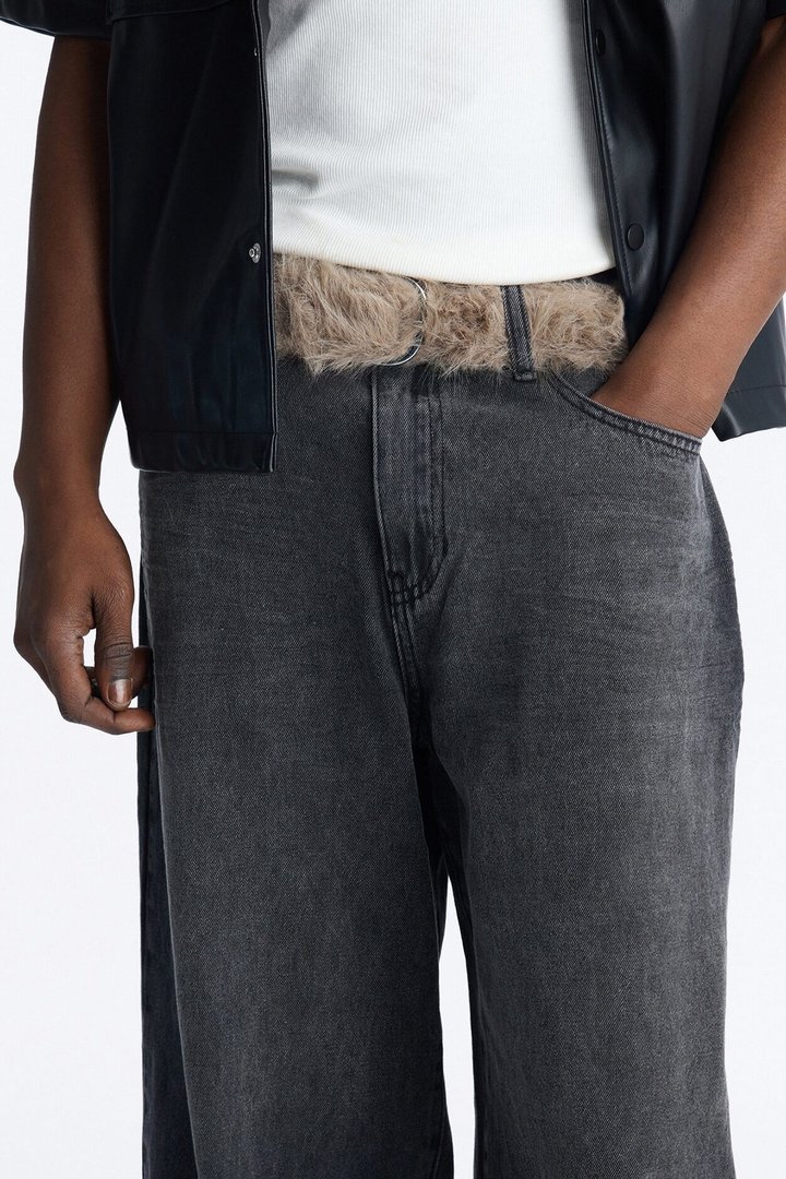 Faux Fur Utility Belt - Taupe