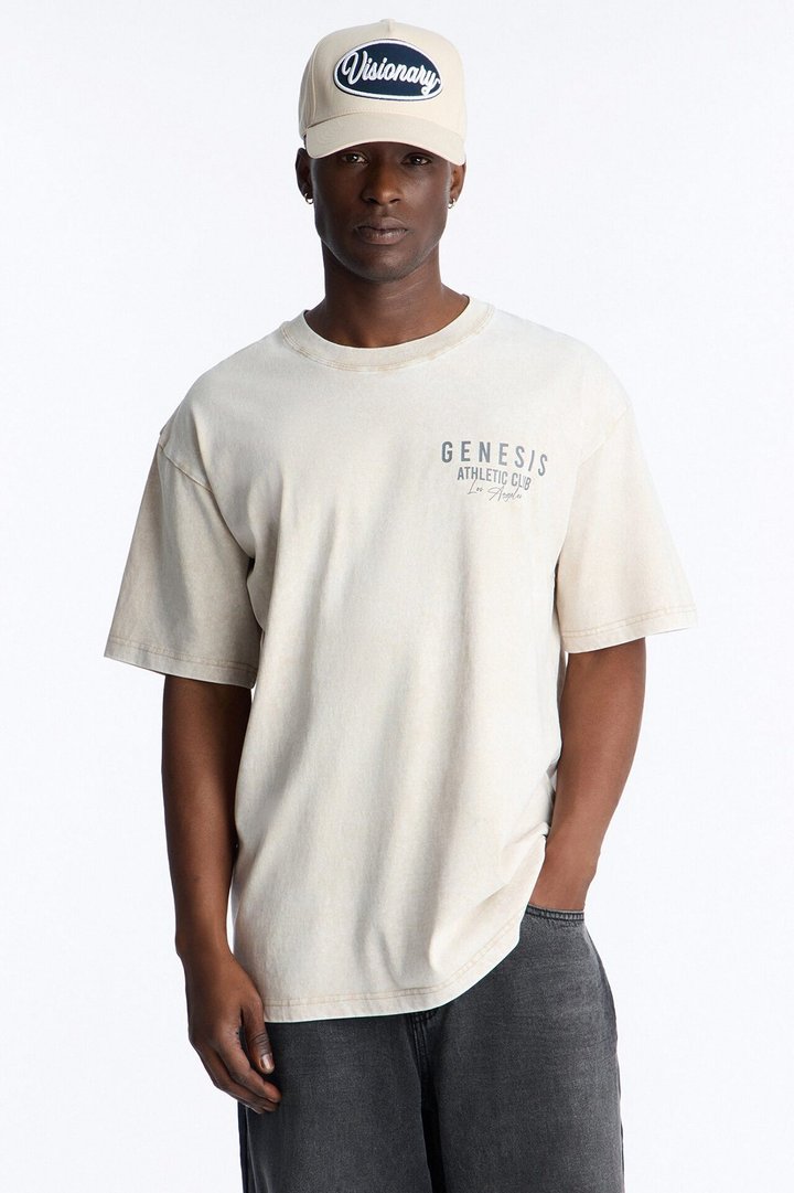 Genesis Athletic Club Vintage Oversized Short Sleeve Tee - Taupe