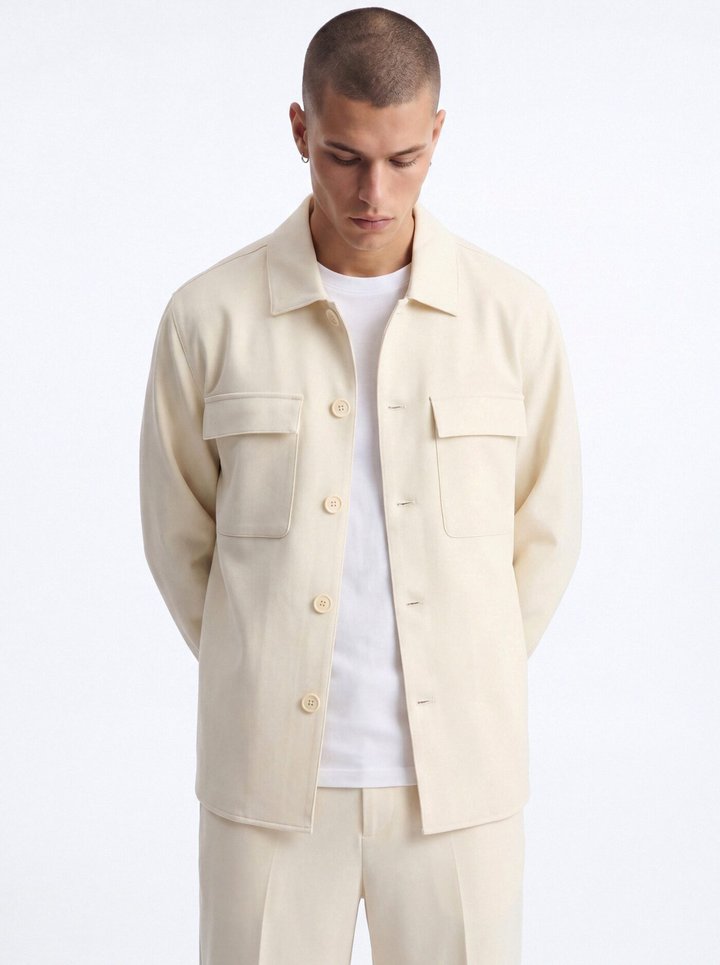 Modern Essential Relaxed Overshirt - Beige