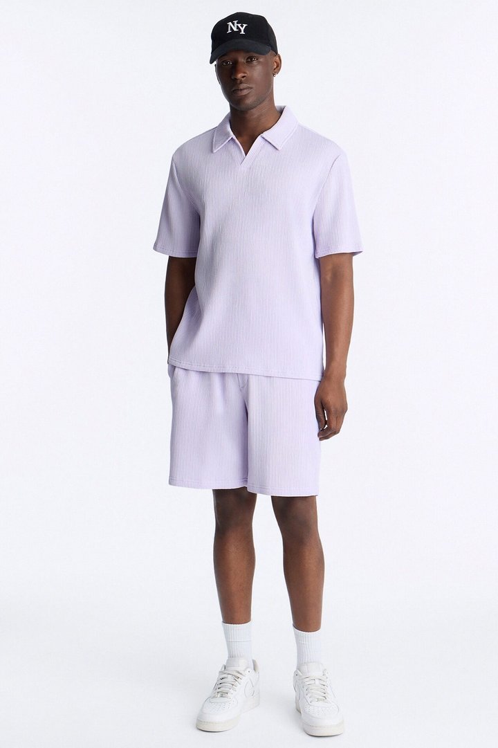 Pure Form Plisse Relaxed Short - Purple