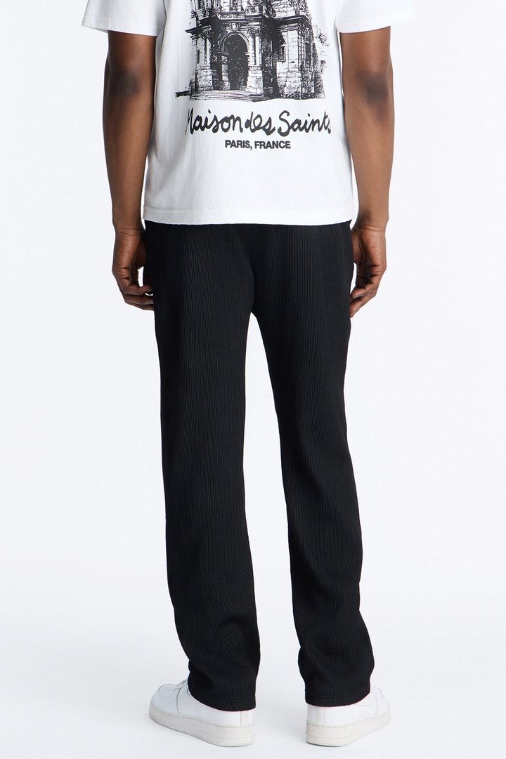Pure Form Plisse Straight Leg Pant - Black