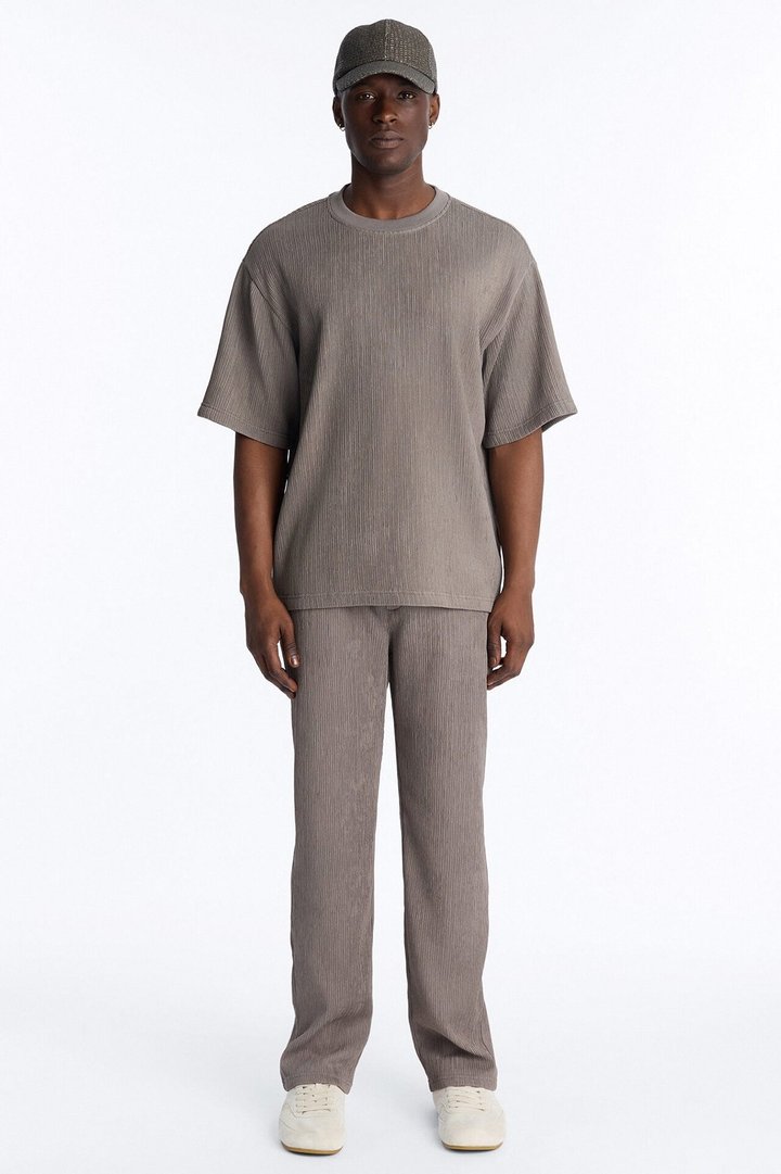 Pure Form Plisse Tee - Brown