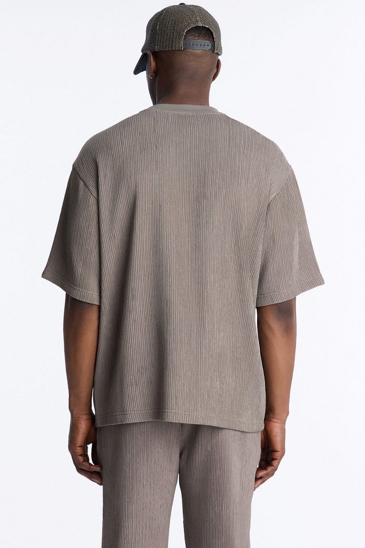 Pure Form Plisse Tee - Brown