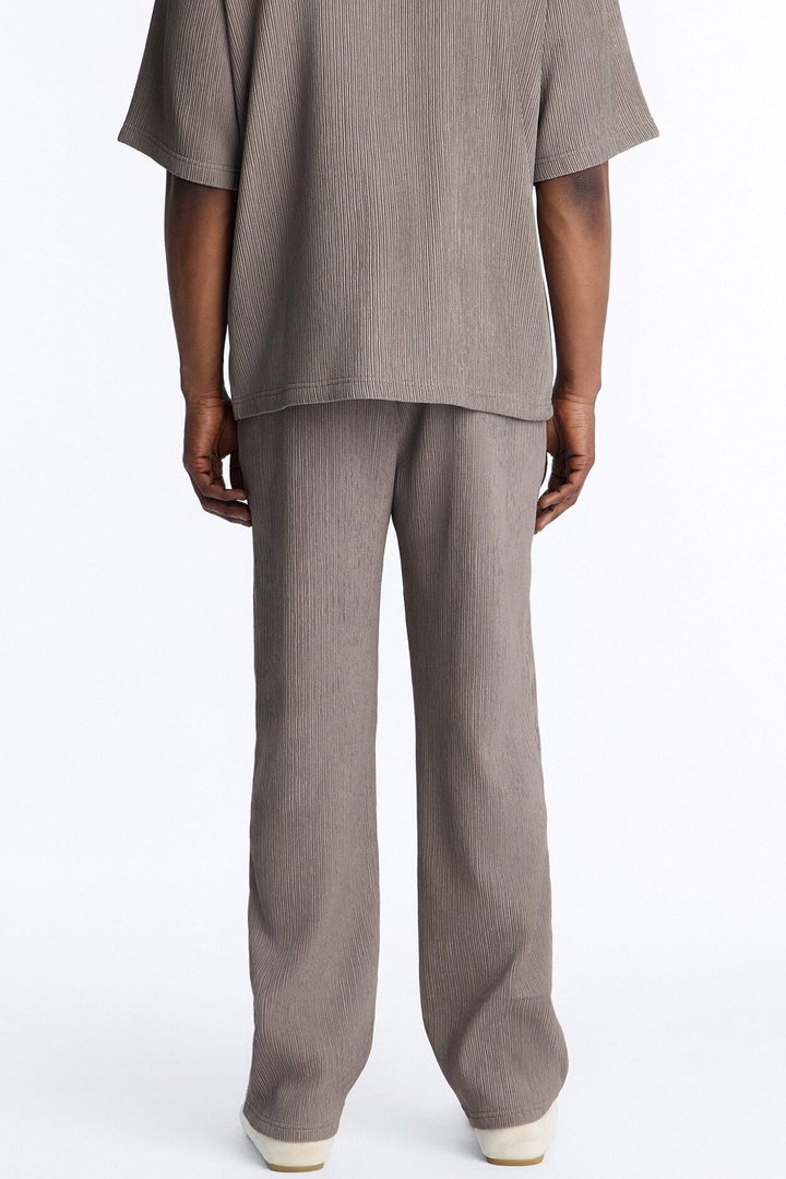 Pure Form Plisse Straight Leg Pant - Brown