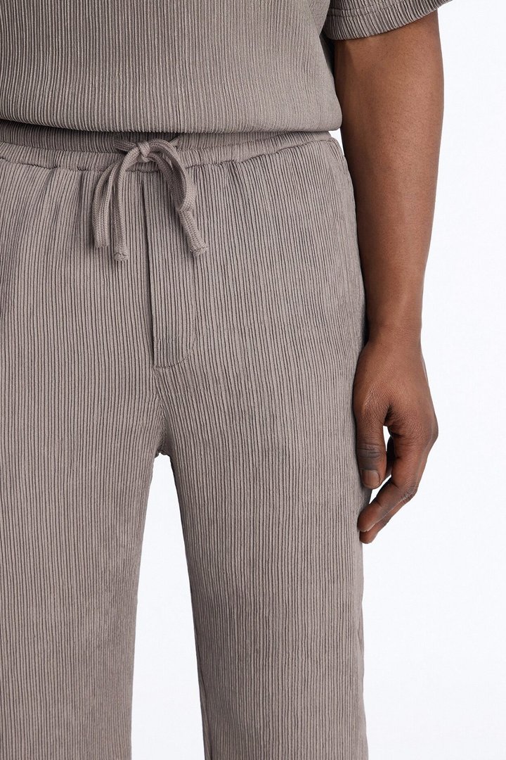 Pure Form Plisse Straight Leg Pant - Brown