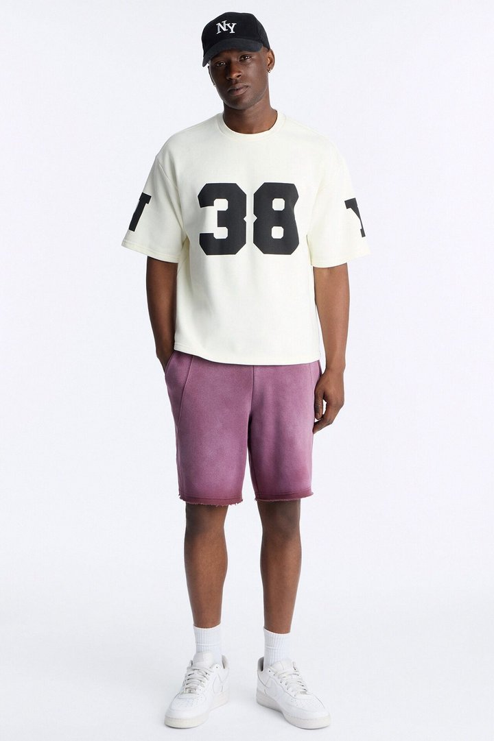 Boiler Washed Raw Hem Sweatshort - Plum