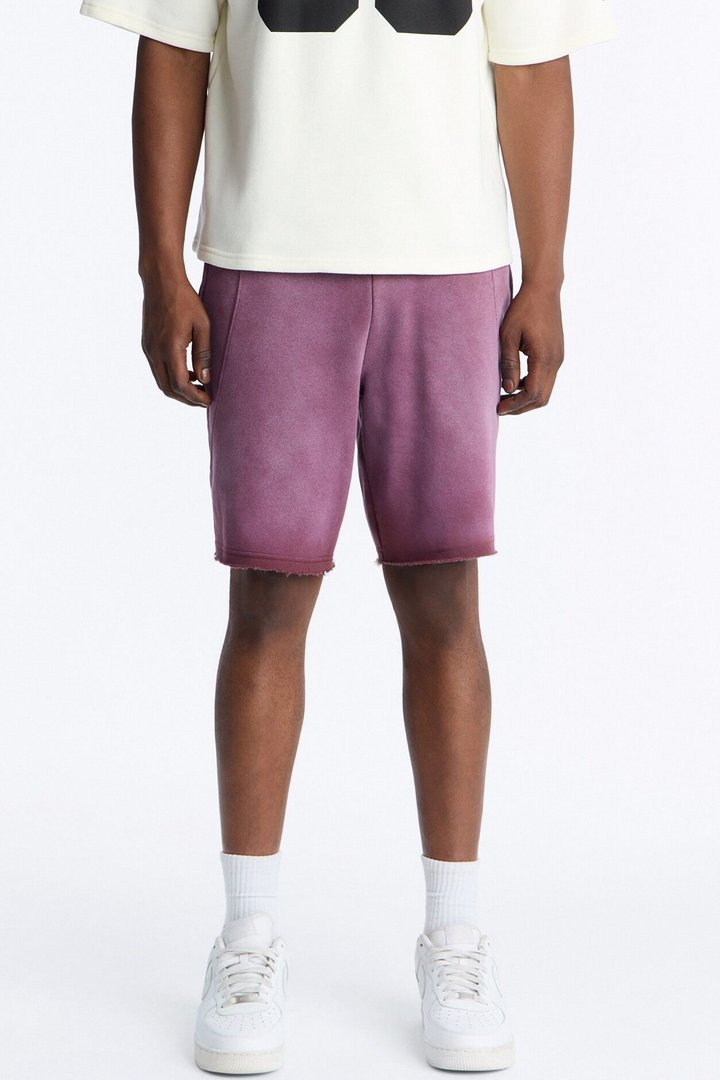 Boiler Washed Raw Hem Sweatshort - Plum