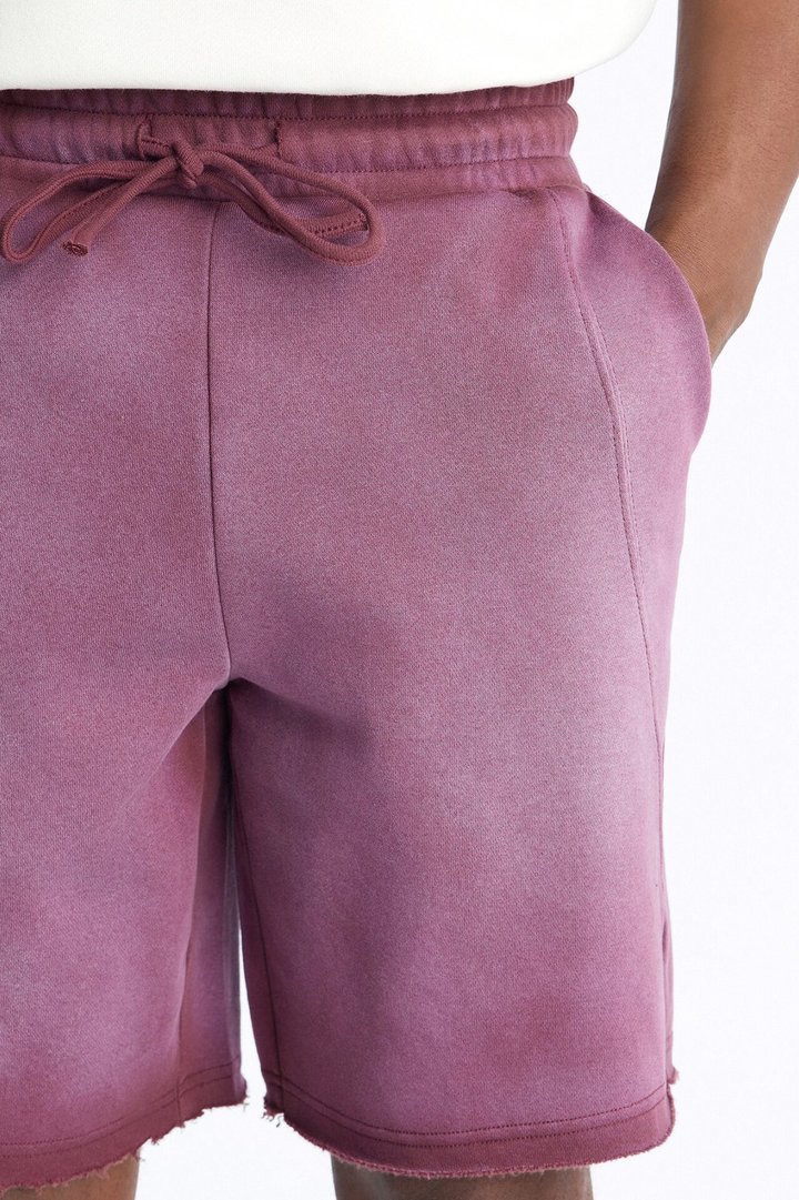 Boiler Washed Raw Hem Sweatshort - Plum