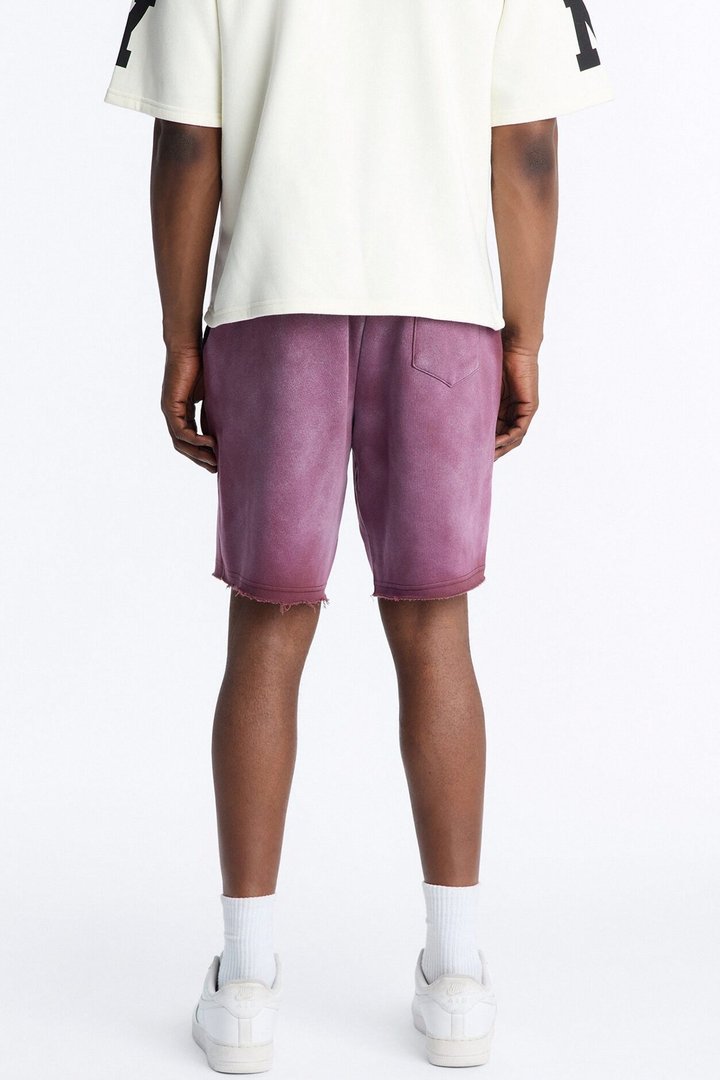 Boiler Washed Raw Hem Sweatshort - Plum