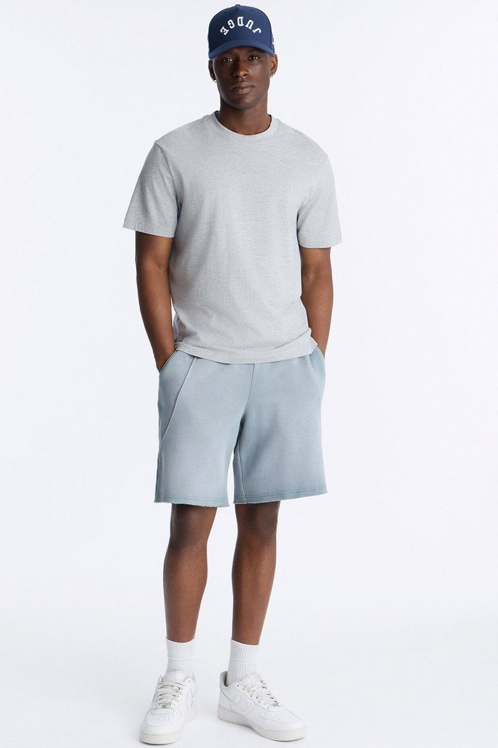 Boiler Washed Raw Hem Sweatshort - Slate Blue