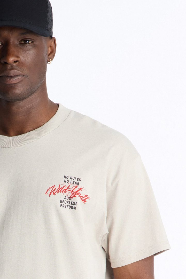 Wild Youth Freedom Oversized Short Sleeve Tee - Grey