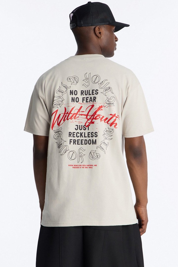 Wild Youth Freedom Oversized Short Sleeve Tee - Grey