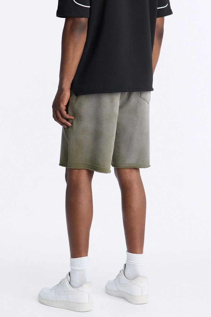 Boiler Washed Raw Hem Sweatshort - Khaki