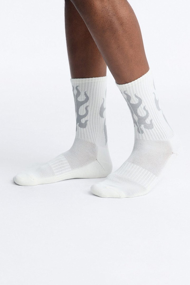 Contrast Flame Crew Socks - White