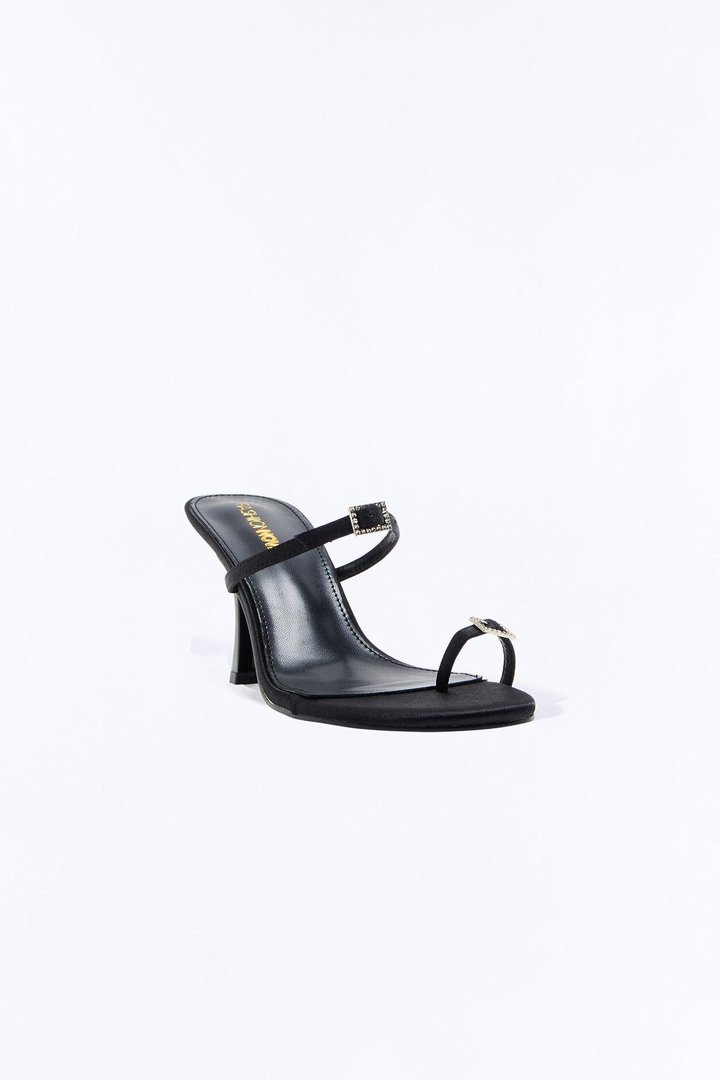 She Understood Satin Toe Ring Heels - Black