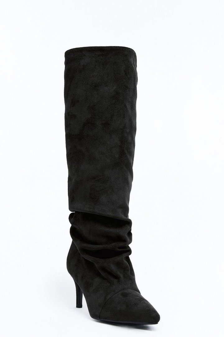 Pico Ruched Suede Boots - Black