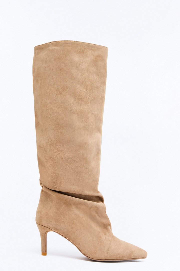 Pico Ruched Suede Boots - Sand