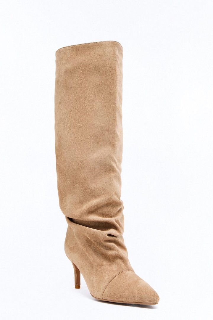 Pico Ruched Suede Boots - Sand