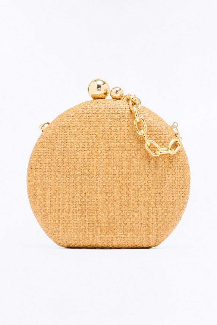 Playa Del Carmen Straw Clutch - Tan