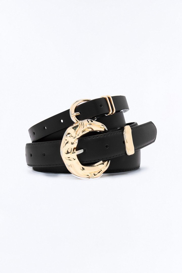 Catch Me Twice Faux Leather Belt Set - Black