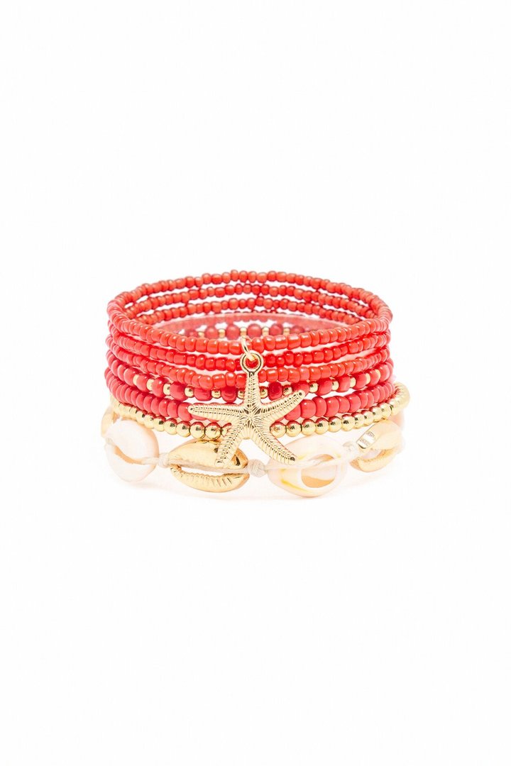 Heatwave 7 Piece Anklet Set - Red/combo
