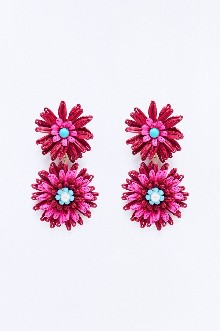 Hibiscus Blossom Earrings - Plum