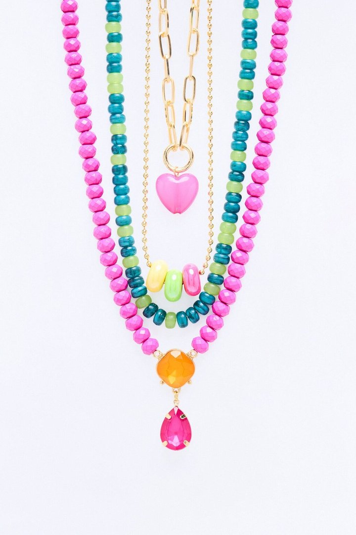Sugar Blush Layered Necklace - Pink/combo