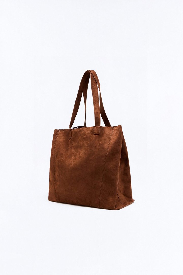 Everyday Suede Tote Bag - Brown