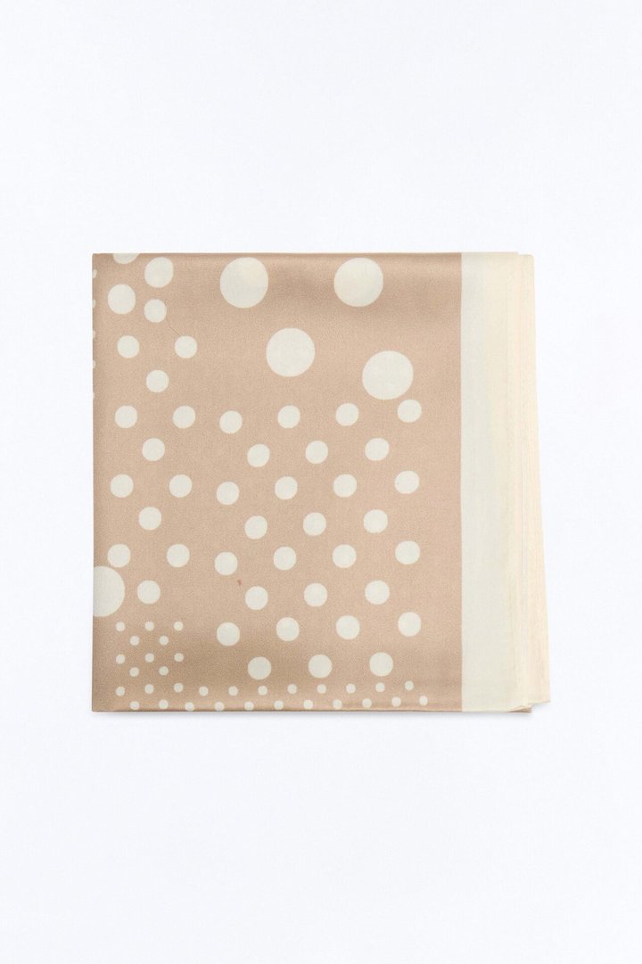 The Riviera Dot Head Scarf - Taupe/combo