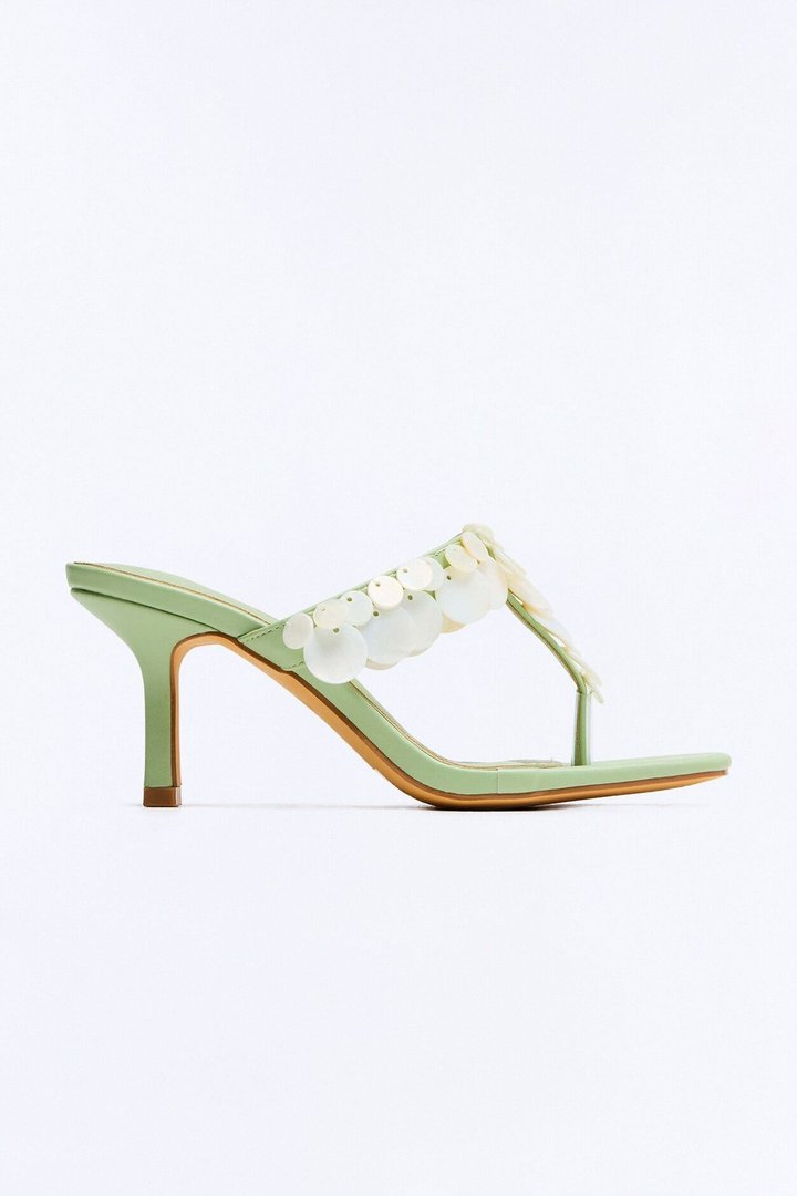 Kenly Shell Thong Heels - Green