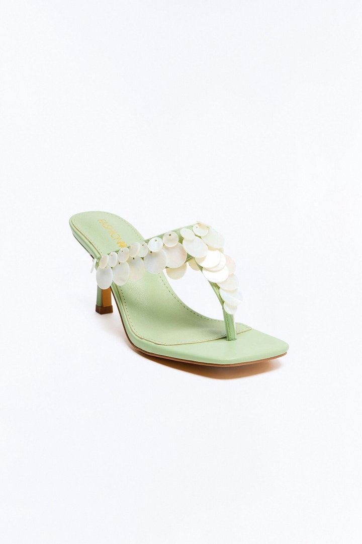 Kenly Shell Thong Heels - Green