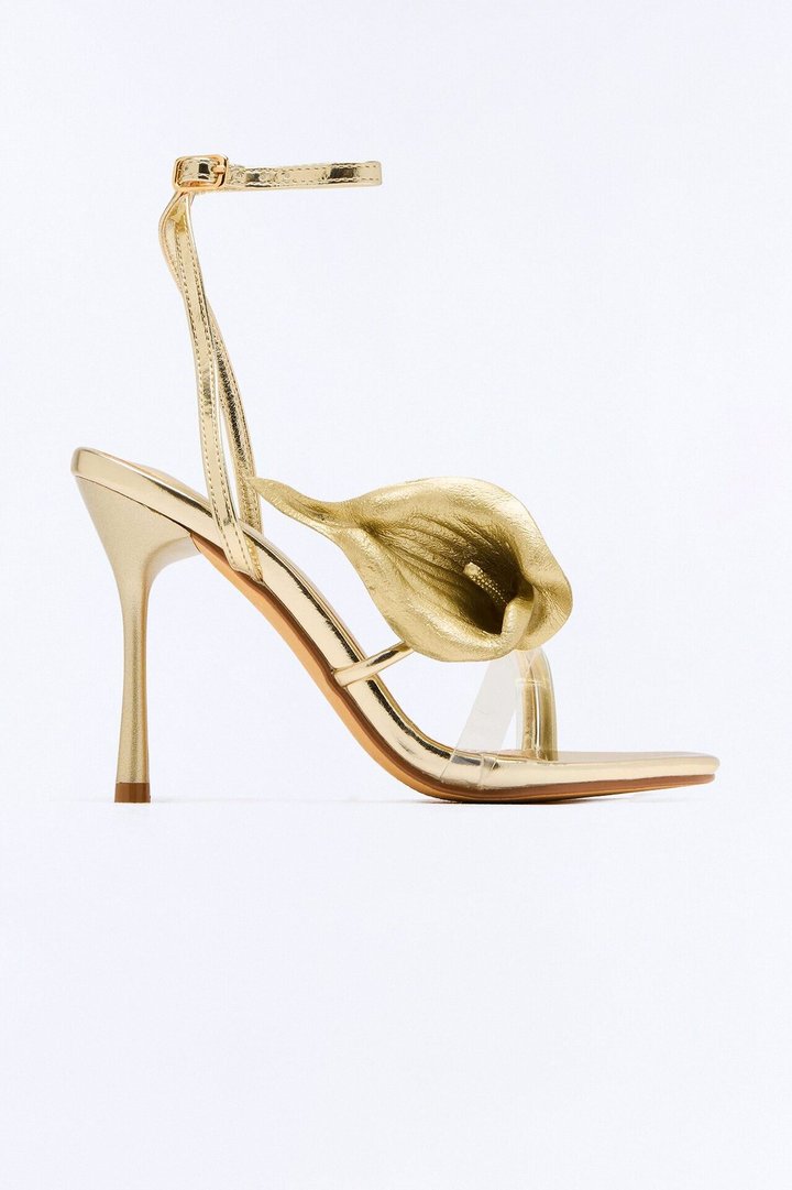 Warm Waters Flower Heels - Gold