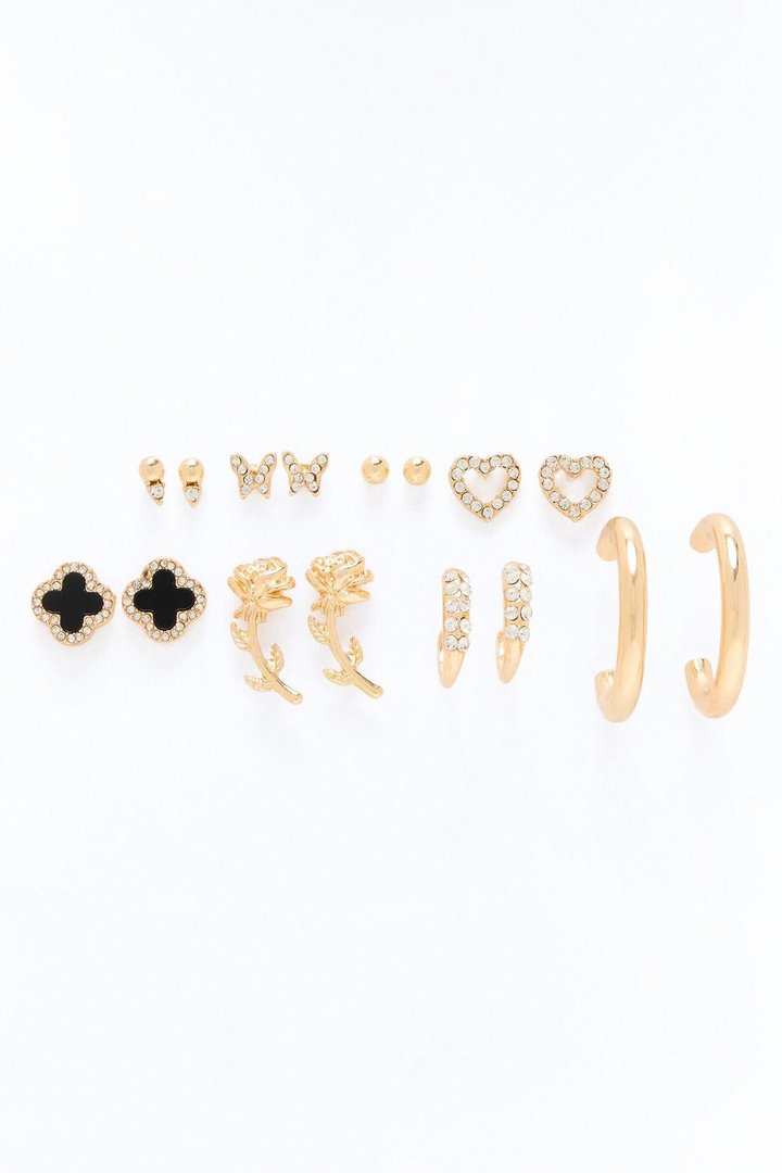 Carry Me With You 8 Pair Multi Earring Set - Gold
