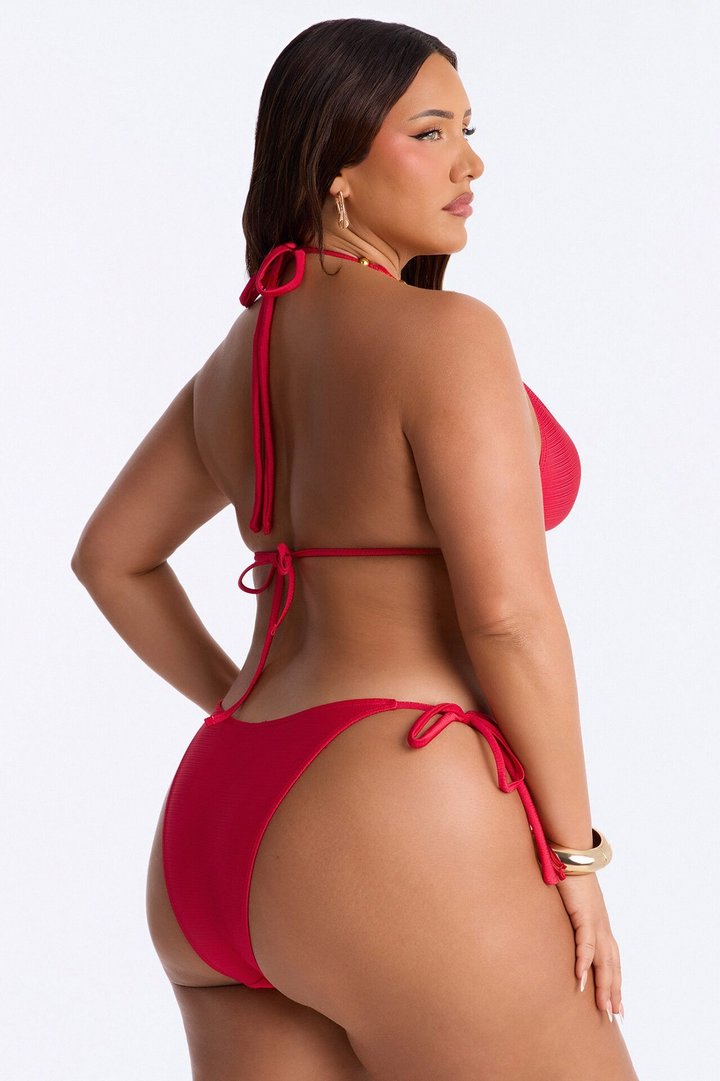 Elara 2 Piece Beaded Triangle Bikini Set - Red