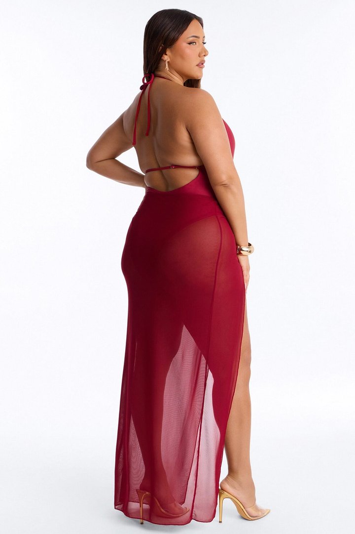 In The Sun 1 Piece Swimsuit And Sarong - Burgundy